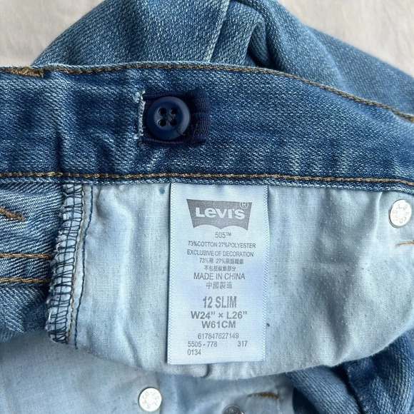 Levi’s Boys Blue Denim 505 Regular Straight Leg Adjustable‎ Waist Jeans 12 Slim - Picture 10 of 10